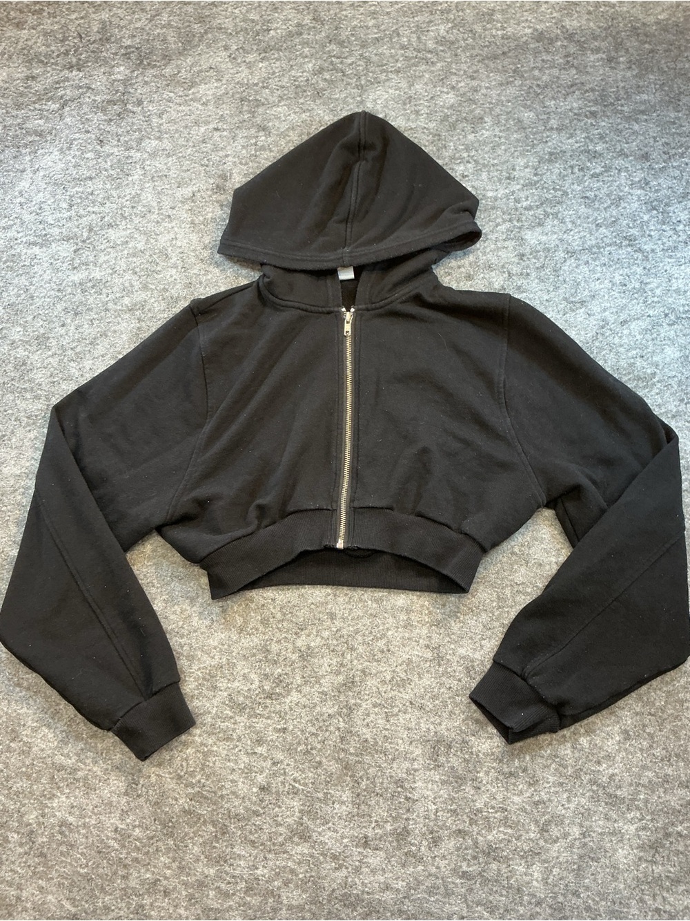 Alo Black Cropped Zip-Up Hoodie Jacket Size S
